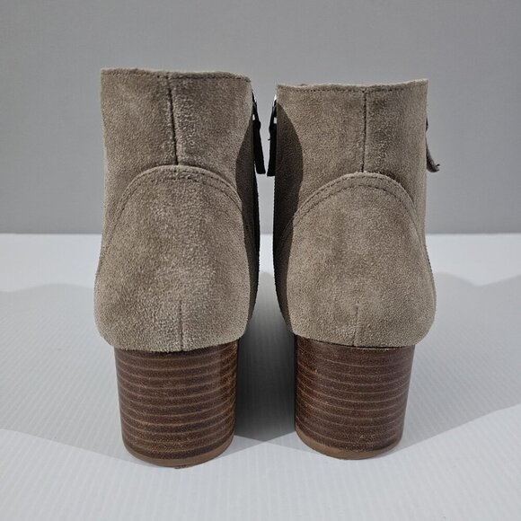 Johnston & Murphy Trista Ankle Bootie Womens 7 Taupe Suede Double Zip Low Heel - Picture 8 of 16